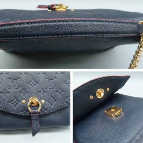 100% Authentic Louis Vuitton Blanche Navy Monogram Empreinte Leather Satchel Bag - Picture 7 of 12
